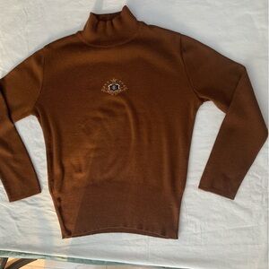 Vintage Bogner Wool Blend Chestnut Knit Ski Sweater Turtleneck